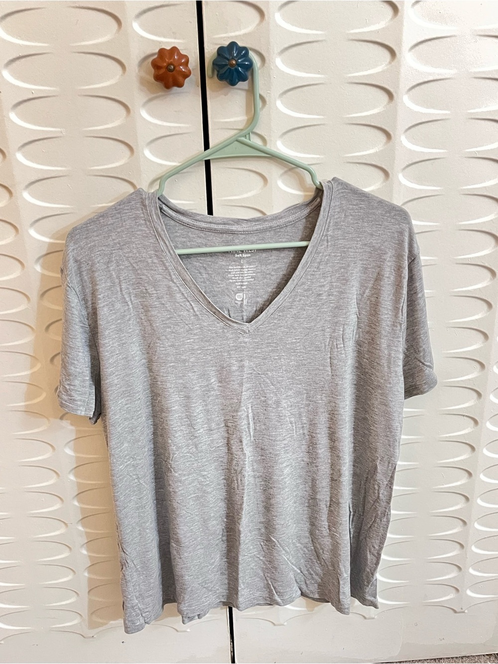 Nine West Soft Spun Women’s Large Light Gray Short Sleeve T-Shirt
